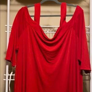 Red off the shoulder dressy blouse